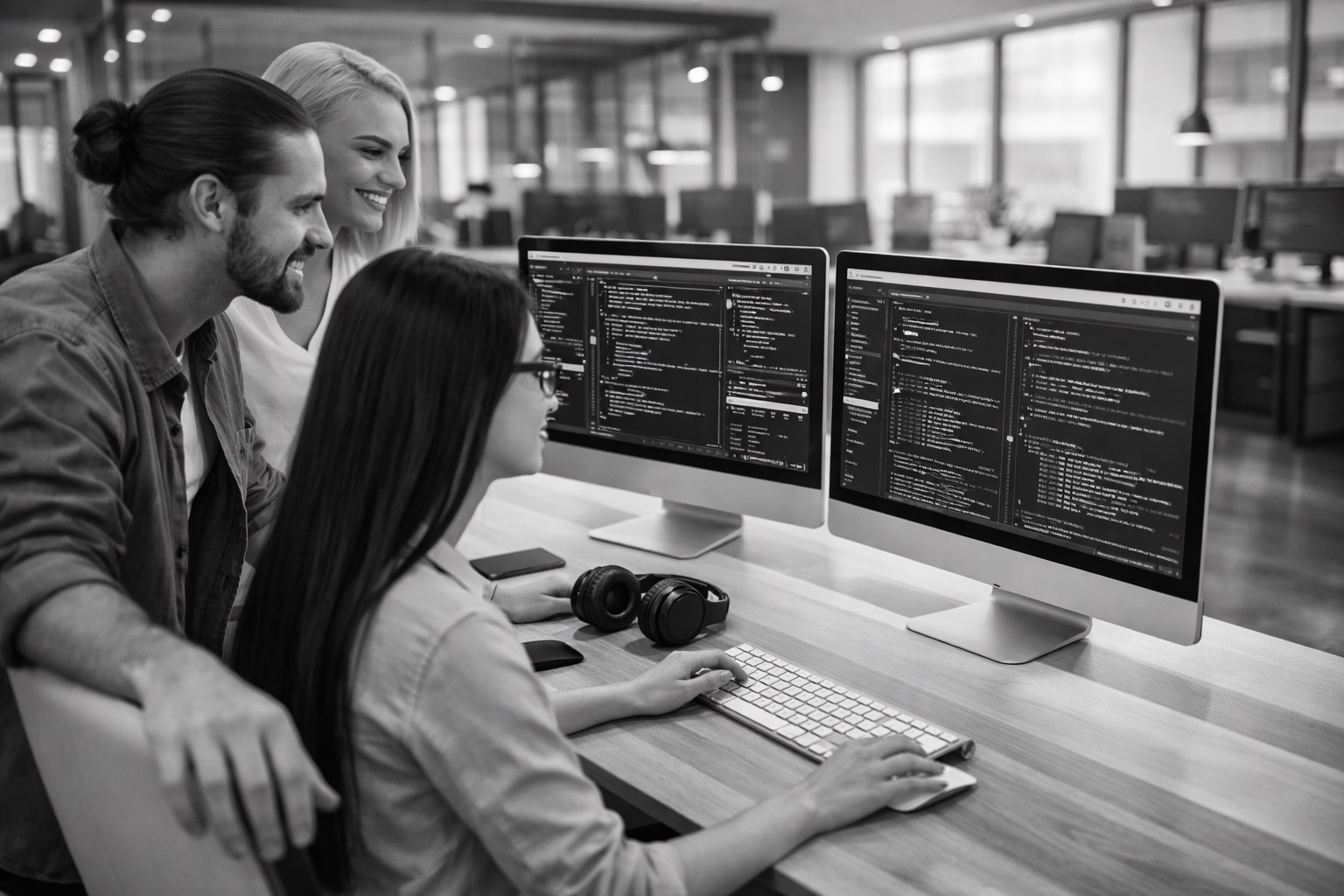 Zespół pracujący nad rozwojem aplikacji i stron internetowych